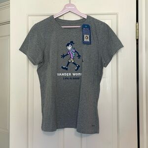 Life is Good: W Crusher-LITE T Wander Woman, Size: L, Color: Gray